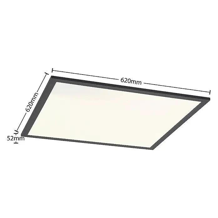 Lindby LED-Panel Nelios - L x B x H: 62 x 62 x 5,2 cm, schwarz, Neutralweiß
