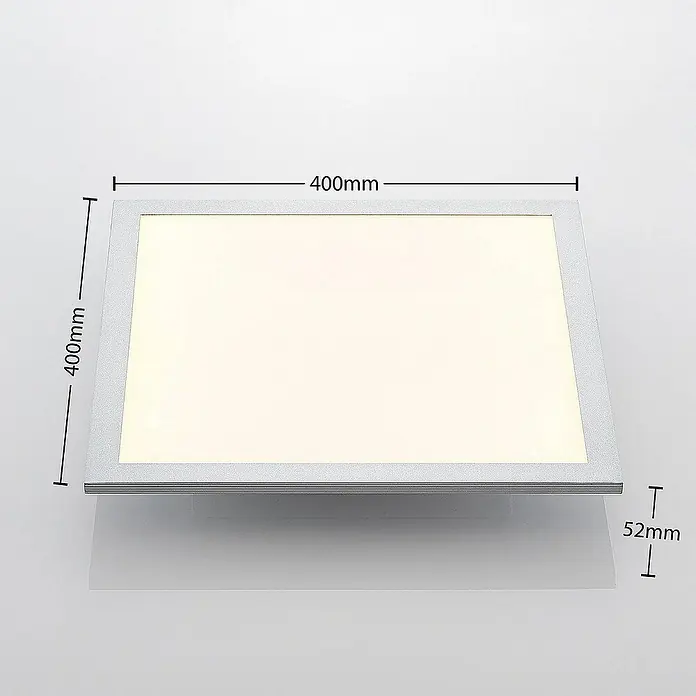 Lindby LED-Panel Kjetil - L x B x H: 40 x 40 x 5,2 cm, alu / grau / zink