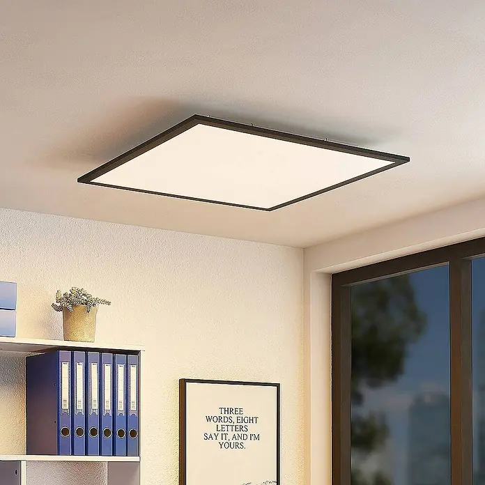 Lindby LED-Panel Nelios - L x B x H: 62 x 62 x 5,2 cm, schwarz, Neutralweiß