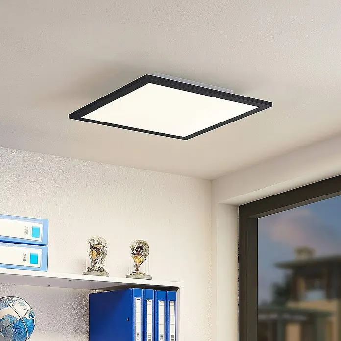 Lindby LED-Panel Nelios - L x B x H: 40 x 40 x 5,2 cm, schwarz, schwarz, Neutralweiß