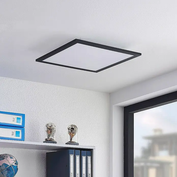 Lindby LED-Panel Nelios - L x B x H: 40 x 40 x 5,2 cm, schwarz, schwarz, Neutralweiß