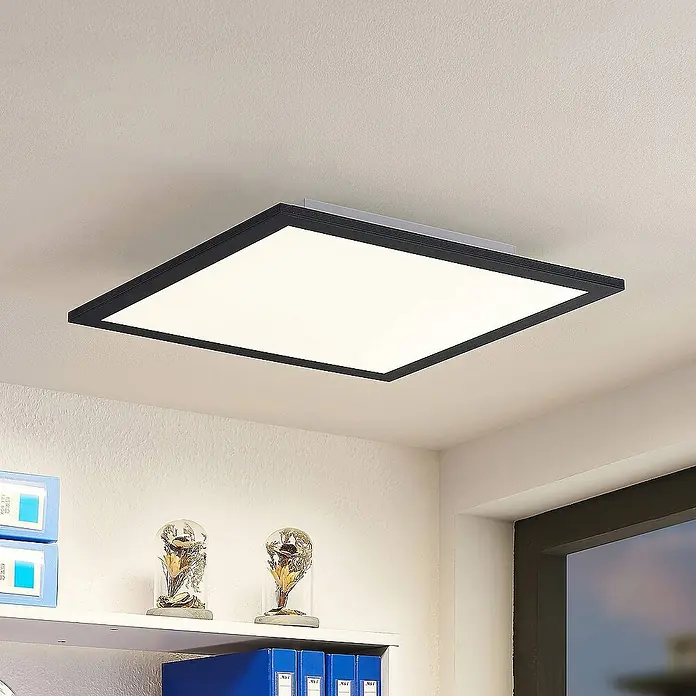 Lindby LED-Panel Nelios - L x B x H: 40 x 40 x 5,2 cm, schwarz, schwarz, Neutralweiß
