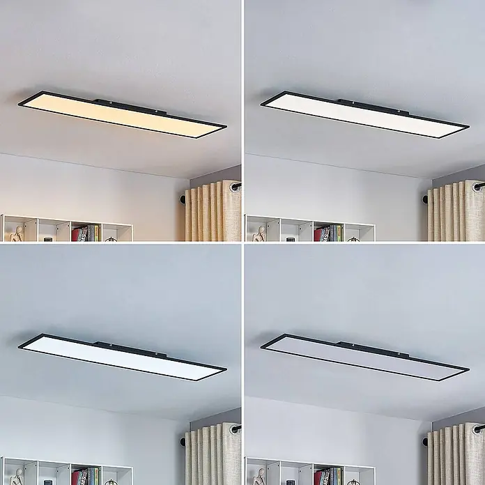 Lindby LED-Panel Lamin - L x B x H: 119,5 x 29,5 x 5 cm, schwarz