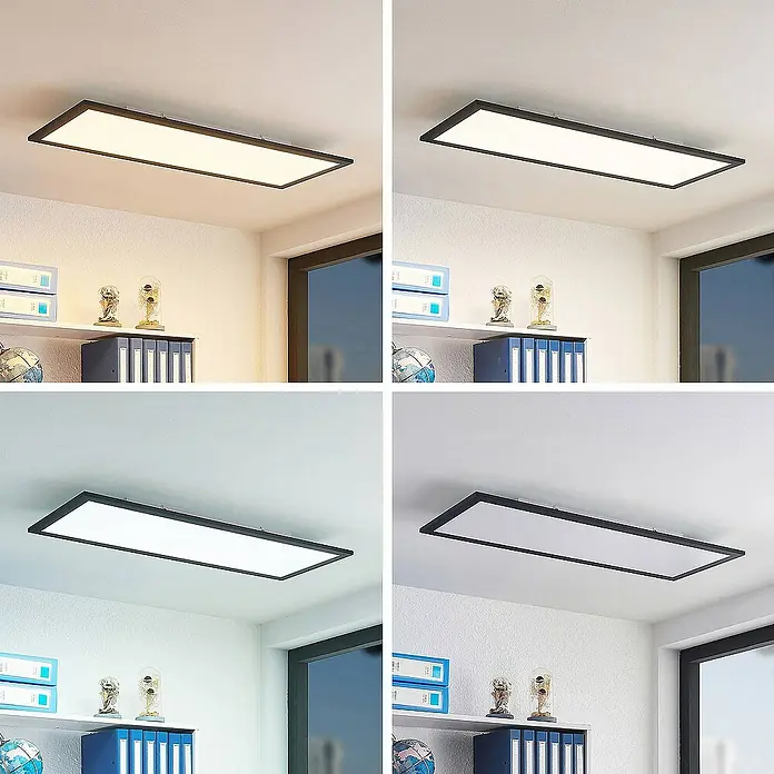 Lindby LED-Panel Nelios - L x B x H: 80 x 30 x 5,2 cm, schwarz, Neutralweiß