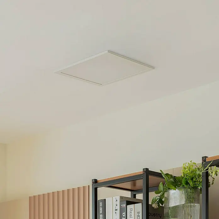 Lindby LED-Panel Kenma - L x B x H: 29,6 x 29,6 x 7,1 cm, weiß / opal, weiß / opal