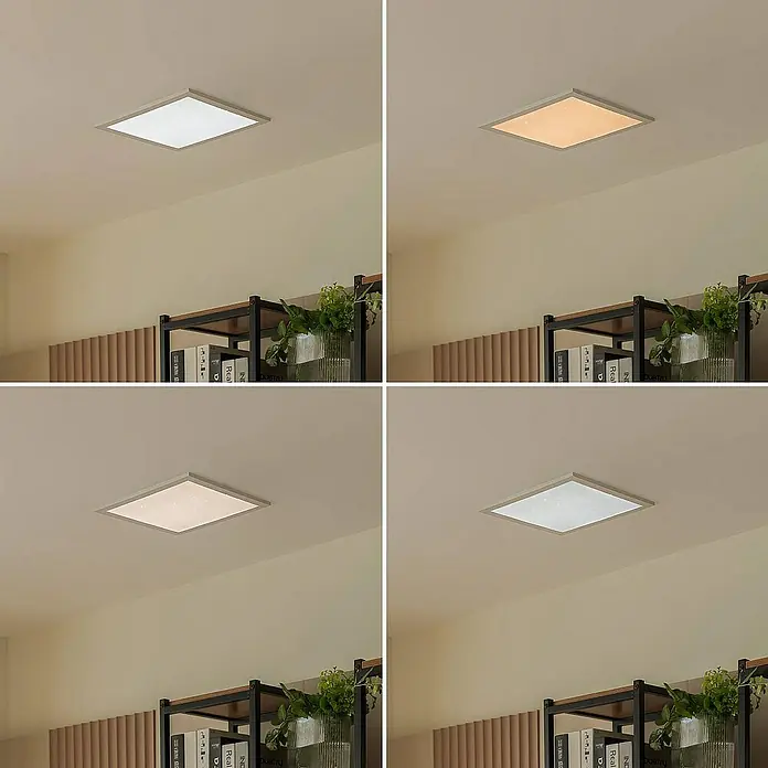 Lindby LED-Panel Kenma - L x B x H: 29,6 x 29,6 x 7,1 cm, weiß / opal, weiß / opal