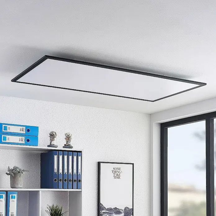 Lindby LED-Panel Nelios - L x B x H: 120 x 60 x 5,2 cm, schwarz, schwarz, Neutralweiß
