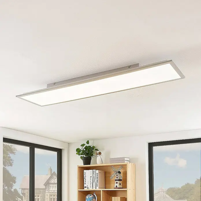 Lindby LED-Panel Stenley - L x B x H: 119,6 x 29,6 x 7,3 cm, weiß / opal, Neutralweiß