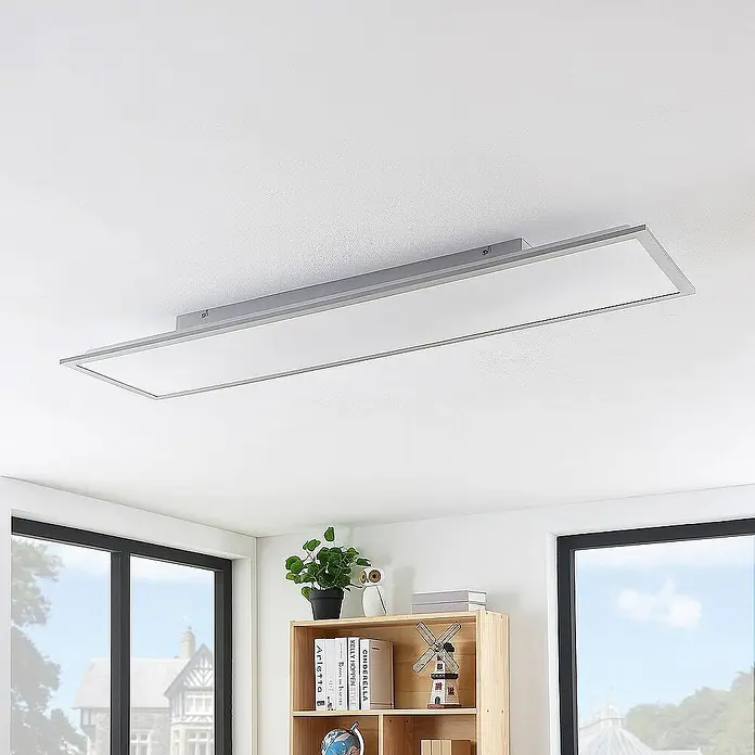 Lindby LED-Panel Stenley - L x B x H: 119,6 x 29,6 x 7,3 cm, weiß / opal, Neutralweiß