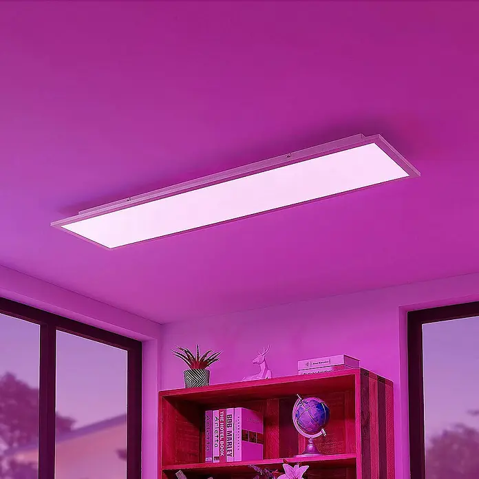 Lindby LED-Panel Kjetil - L x B x H: 120 x 30 x 5,2 cm, alu / grau / zink