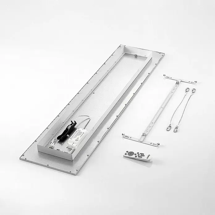 Lindby LED-Panel Kjetil - L x B x H: 120 x 30 x 5,2 cm, alu / grau / zink