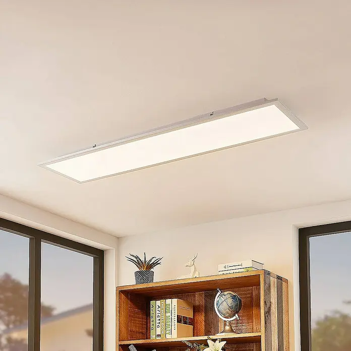 Lindby LED-Panel Kjetil - L x B x H: 120 x 30 x 5,2 cm, alu / grau / zink