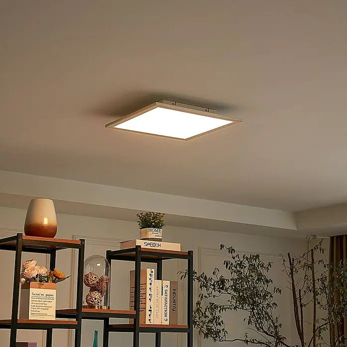 Lindby LED-Panel Livel - L x B x H: 40 x 40 x 5,2 cm, alu / grau / zink