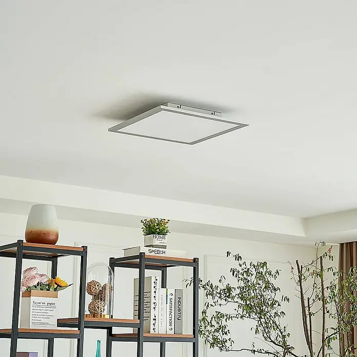 Lindby LED-Panel Livel - L x B x H: 40 x 40 x 5,2 cm, alu / grau / zink