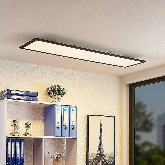 Lindby LED-Panel Nelios - L x B x H: 120 x 30 x 5,2 cm, schwarz, schwarz, Neutralweiß