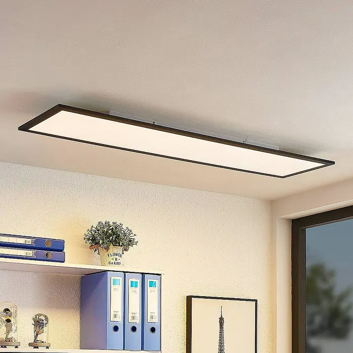 Lindby LED-Panel Nelios - L x B x H: 120 x 30 x 5,2 cm, schwarz, schwarz, Neutralweiß