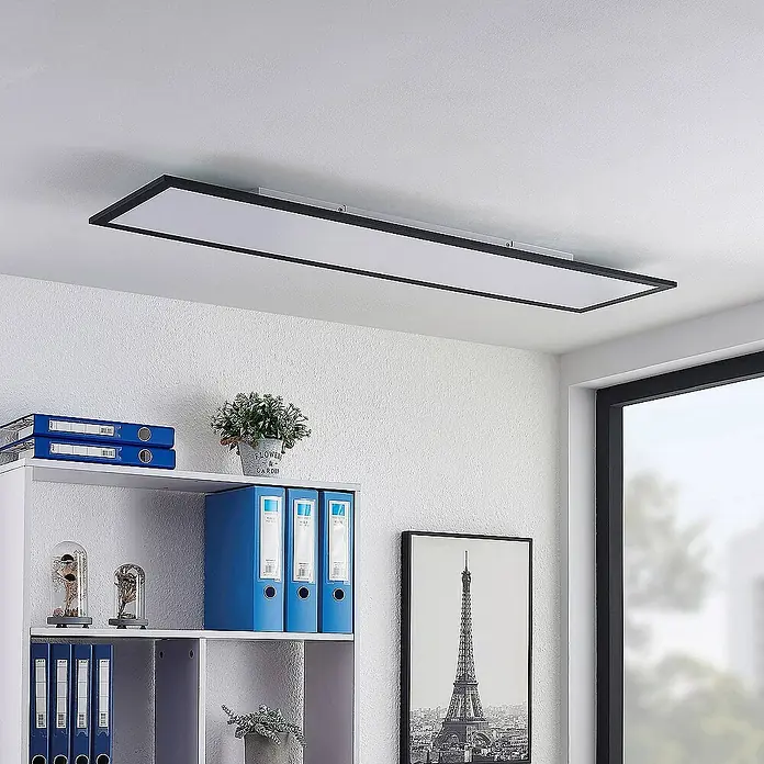 Lindby LED-Panel Nelios - L x B x H: 120 x 30 x 5,2 cm, schwarz, schwarz, Neutralweiß