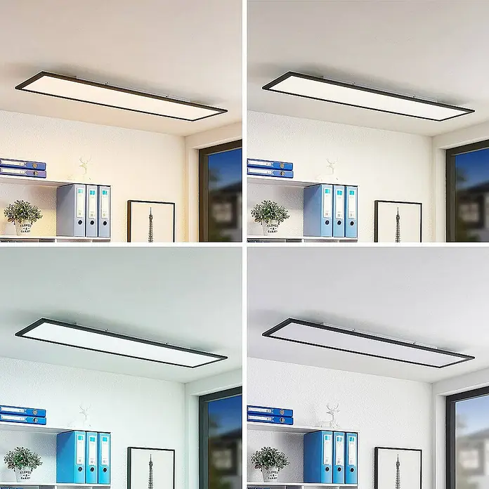 Lindby LED-Panel Nelios - schwarz, Neutralweiß