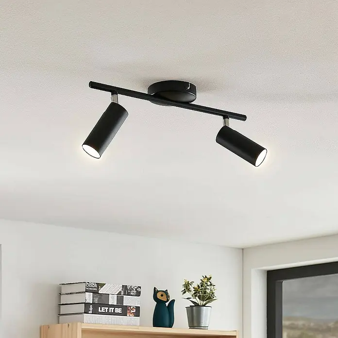 Lindby Deckenstrahler Camille - L x B x H: 40 x 4,2 x 17 cm, schwarz, schwarz