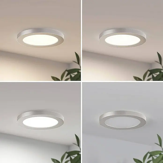 Prios Deckenleuchte Aureka - L x B x H: 22,5 x 22,5 x 1,9 cm, alu / grau / zink, alu / grau / zink