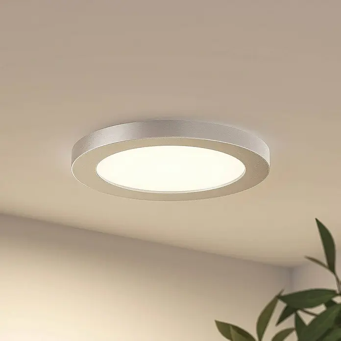 Prios Deckenleuchte Aureka - L x B x H: 22,5 x 22,5 x 1,9 cm, alu / grau / zink, alu / grau / zink