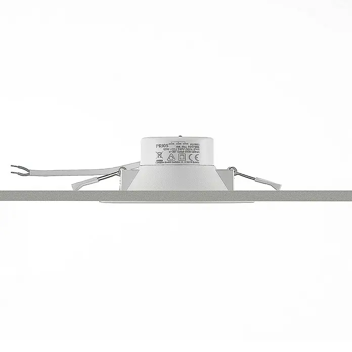 Prios Deckenstrahler Rida - L x B x H: 14,5 x 14,5 x 6,1 cm, weiß / opal, weiß / opal