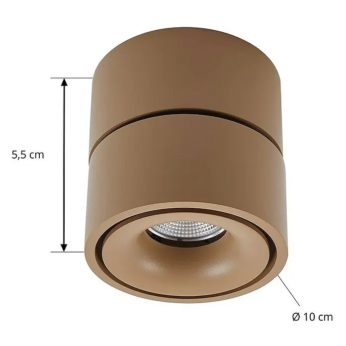 Arcchio Deckenstrahler Rotari - L x B x H: 10 x 10 x 10,3 cm, braun / rost, braun / rost