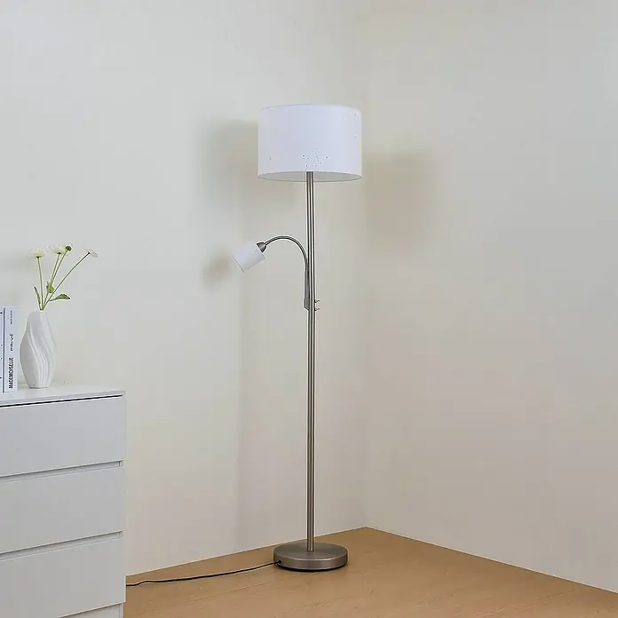 Lindby LED-Leseleuchte Jaileen - Höhe: 170 cm, alu / grau / zink, weiß / opal