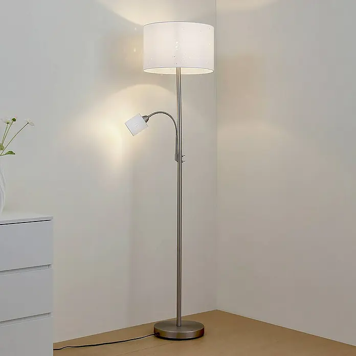 Lindby LED-Leseleuchte Jaileen - Höhe: 170 cm, alu / grau / zink, weiß / opal