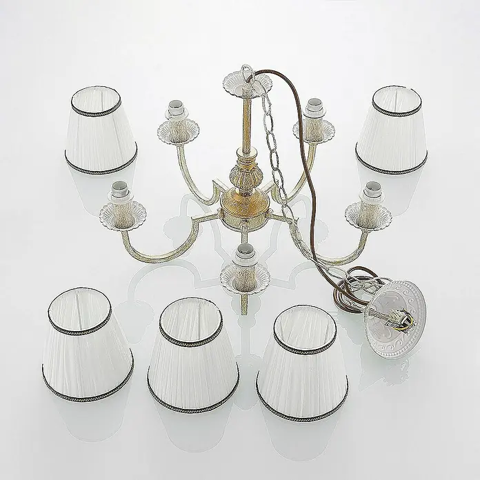 Lindby Kronleuchter Lumiel - creme, altmessing, E14