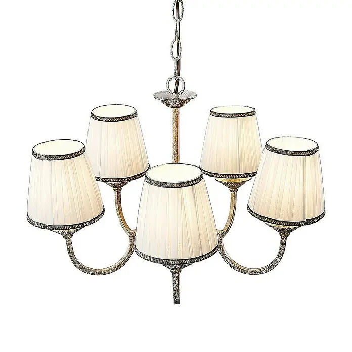 Lindby Kronleuchter Lumiel - creme, altmessing, E14