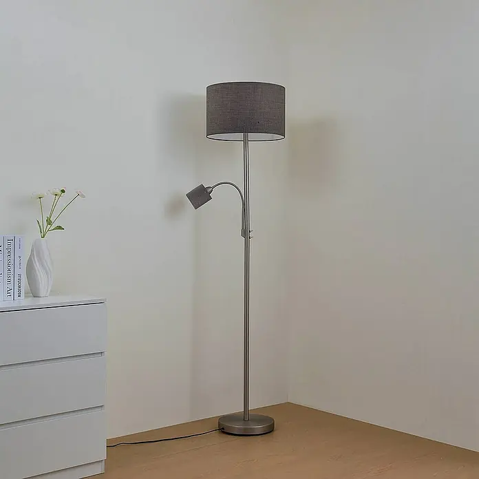 Lindby Stehleuchte Jaileen - Höhe: 170 cm, alu / grau / zink, alu / grau / zink, E27
