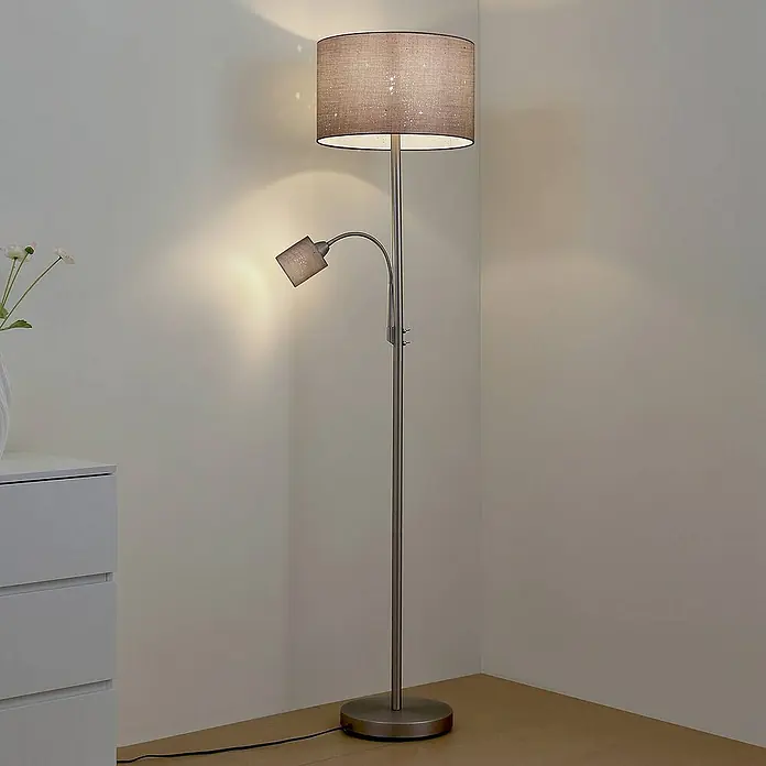 Lindby Stehleuchte Jaileen - Höhe: 170 cm, alu / grau / zink, alu / grau / zink, E27