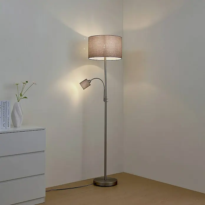 Lindby Stehleuchte Jaileen - Höhe: 170 cm, alu / grau / zink, alu / grau / zink, E27