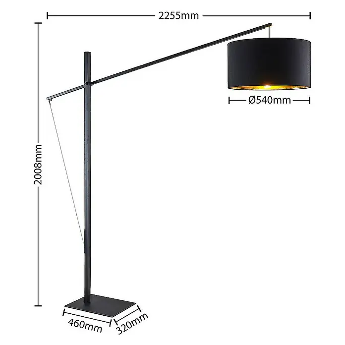 Arcchio Stehleuchte Mossa - Höhe: 200,8 cm, schwarz, schwarz, E27