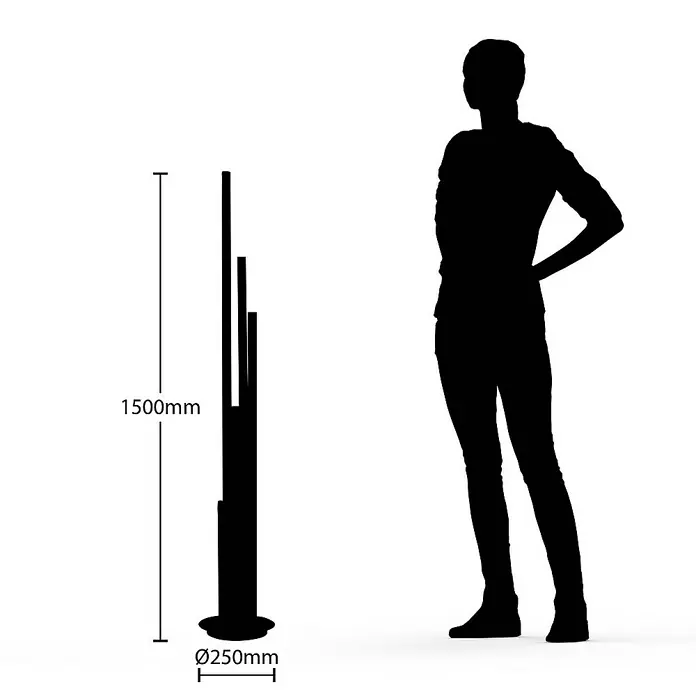 Lucande Stehleuchte Stoika - Höhe: 150 cm, schwarz, schwarz