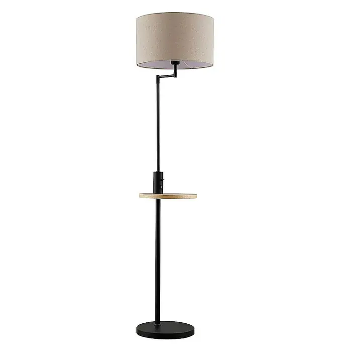 Lindby Stehleuchte Zinia - Höhe: 160 cm, schwarz, creme / amber, E27