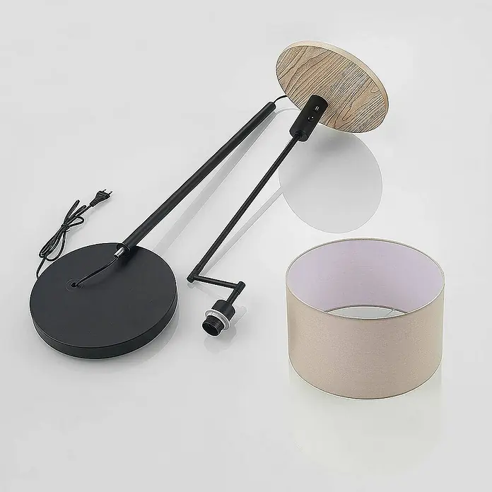 Lindby Stehleuchte Zinia - Höhe: 160 cm, schwarz, creme / amber, E27