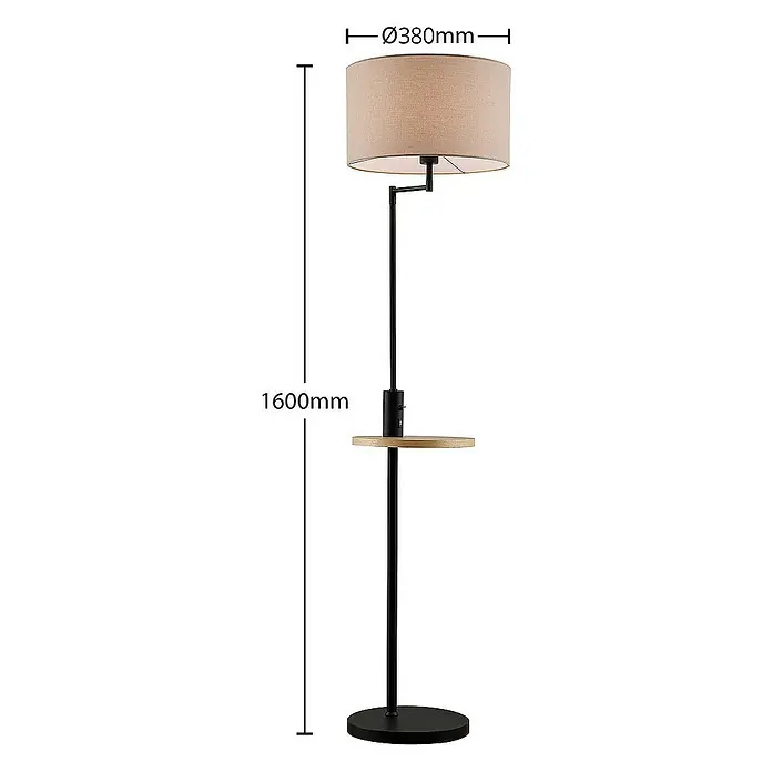 Lindby Stehleuchte Zinia - Höhe: 160 cm, schwarz, creme / amber, E27