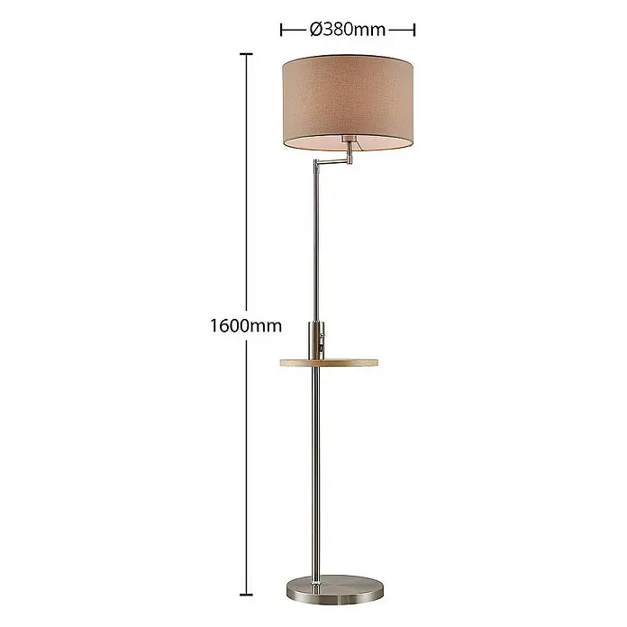 Lindby Stehleuchte Zinia - Höhe: 160 cm, alu / grau / zink, creme / amber, E27