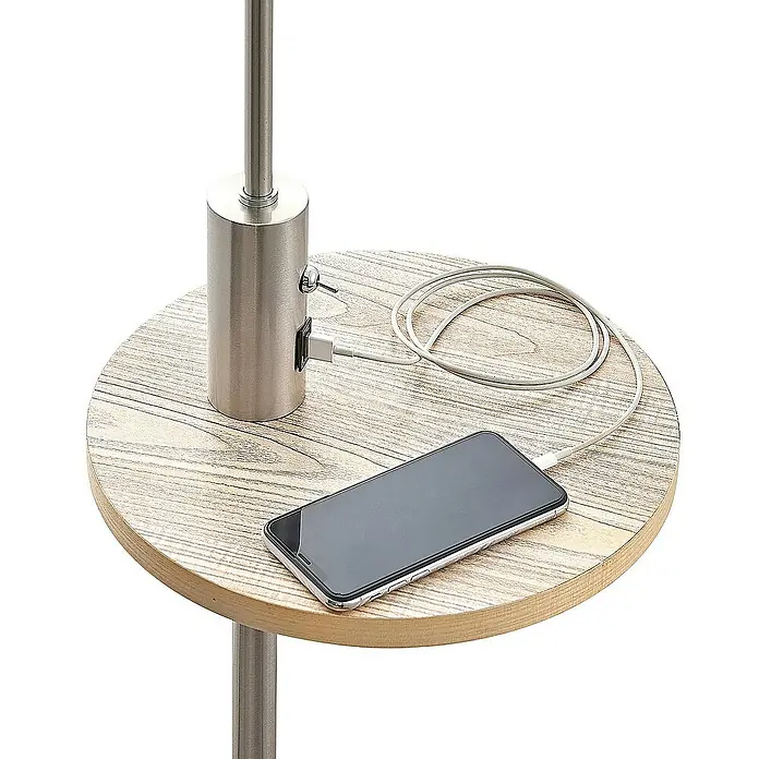 Lindby Stehleuchte Zinia - Höhe: 160 cm, alu / grau / zink, creme / amber, E27