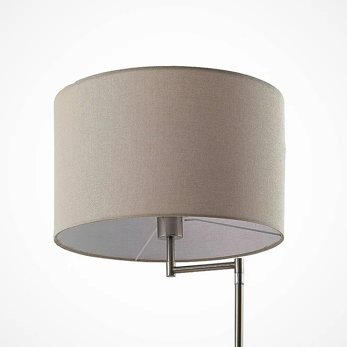 Lindby Stehleuchte Zinia - Höhe: 160 cm, alu / grau / zink, creme / amber, E27