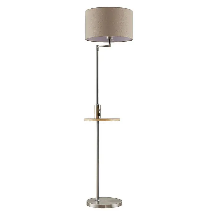 Lindby Stehleuchte Zinia - Höhe: 160 cm, alu / grau / zink, creme / amber, E27