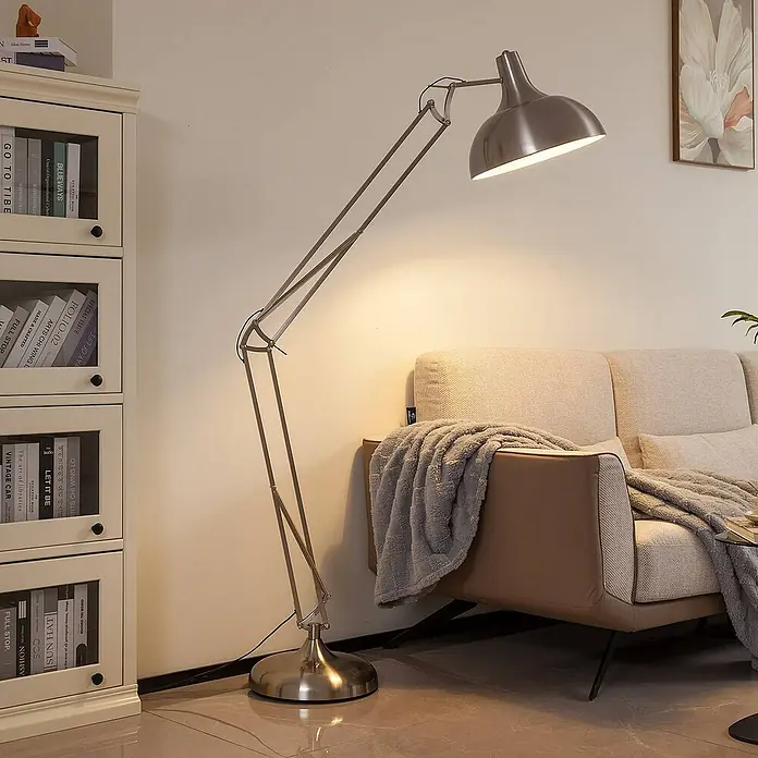 Lindby Stehleuchte Leia - chrom / silber, chrom / silber, E27