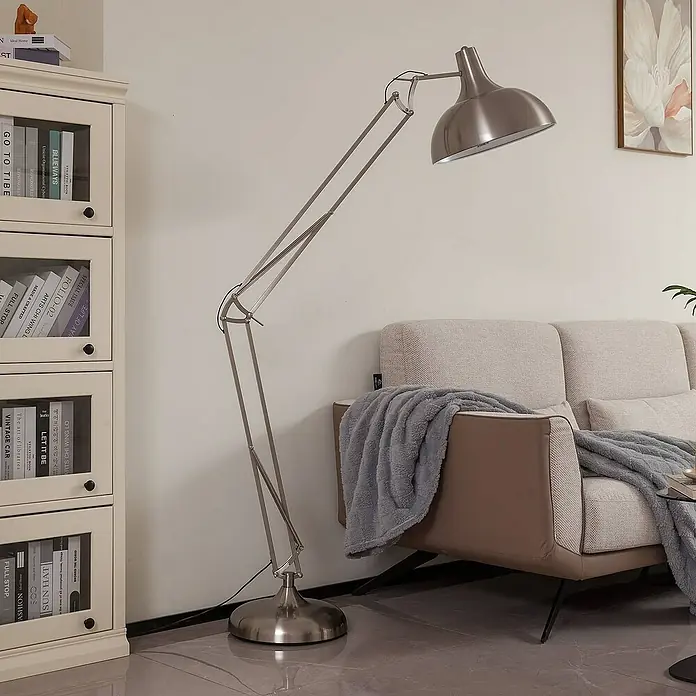 Lindby Stehleuchte Leia - chrom / silber, chrom / silber, E27