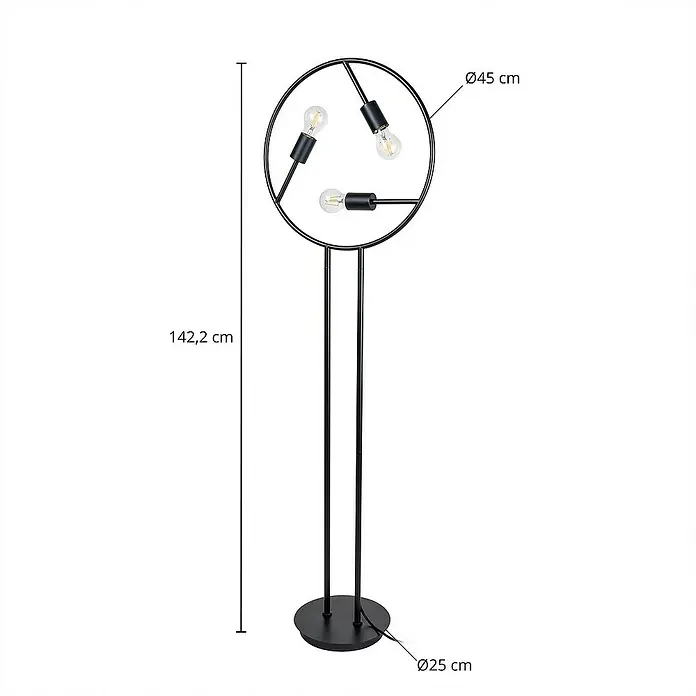 Lucande Stehleuchte Linnard - Höhe: 139 cm, schwarz, E27