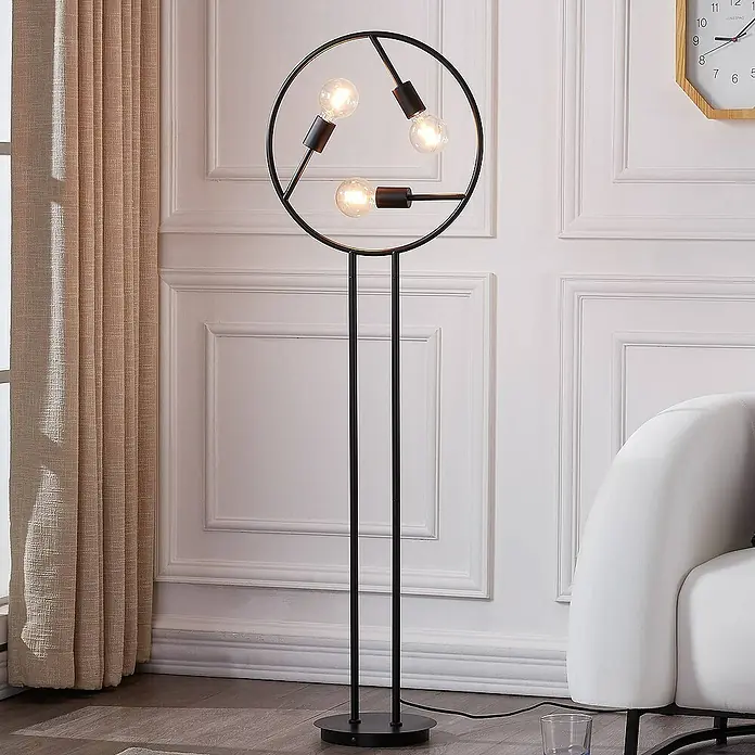 Lucande Stehleuchte Linnard - Höhe: 139 cm, schwarz, E27