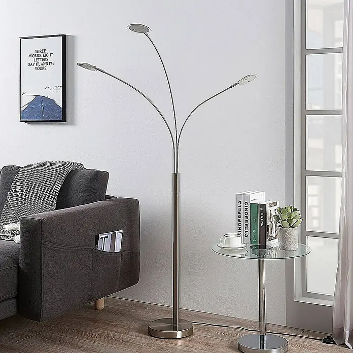 Lindby Stehleuchte Anea - Höhe: 167,5 cm, alu / grau / zink, alu / grau / zink