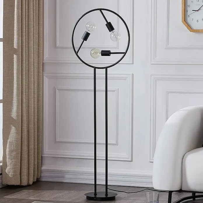 Lucande Stehleuchte Linnard - Höhe: 139 cm, schwarz, E27