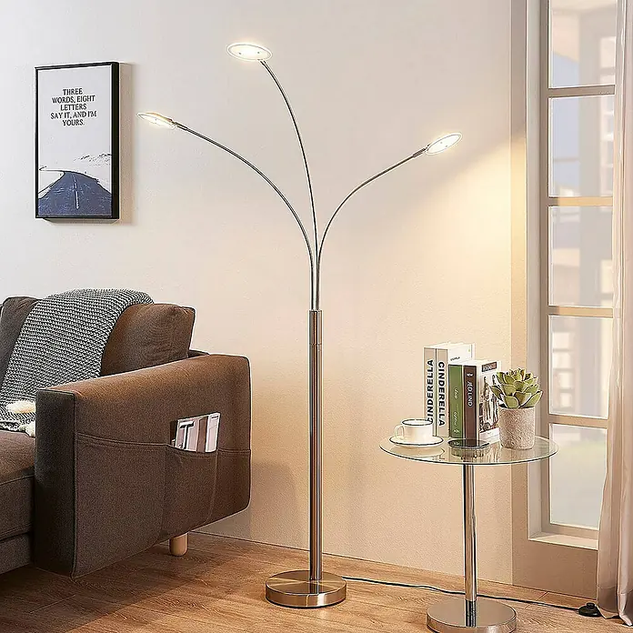 Lindby Stehleuchte Anea - Höhe: 167,5 cm, alu / grau / zink, alu / grau / zink